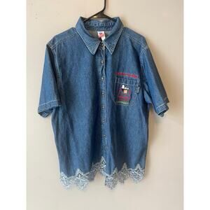 Vintage Plus Size Snoopy Denim Button Down